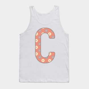 MONOGRAM LETTER C PINK FLORAL TYPOGRAPHY DESIGN Tank Top